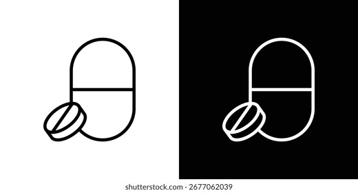 Pills icon. Simple thin line, outline vectors