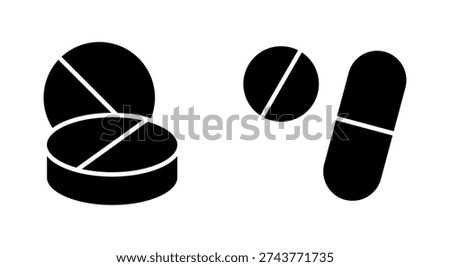 Pills icon symbol for apps and websites. capsule icon. Drug sign and symbol