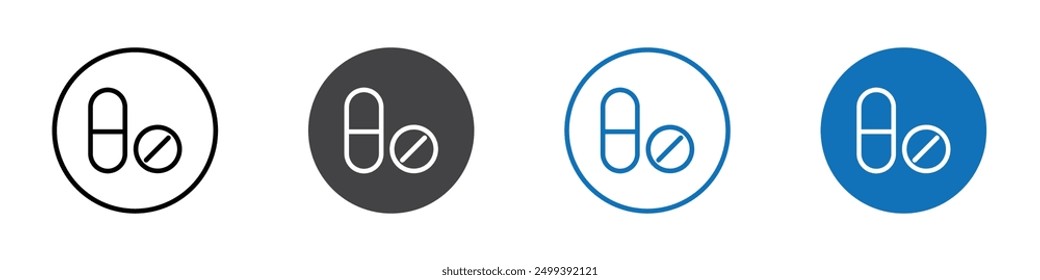 Pills icon Symbol collection thin outline set