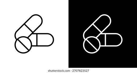 Pills icon symbol in thin line, outline and stroke style for apps