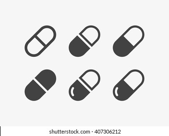 Pills Icon in trendy flat style isolated on grey background. Tablet symbol for your web site design, logo, app, UI. Vector illustration, EPS10.