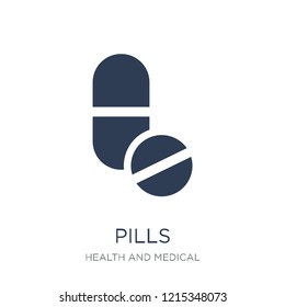 Pills icon. Trendy flat vector Pills icon on white background from Health and Medical collection, vector illustration can be use for web and mobile, eps10