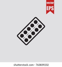 Pills icon in trendy isolated on grey background.Vector illustration.