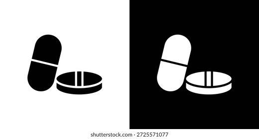 Icono de píldoras en estilo lineal delgado de trazo de moda.