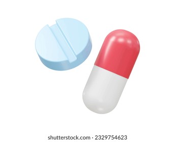 Pills icon vector 3d render illustration