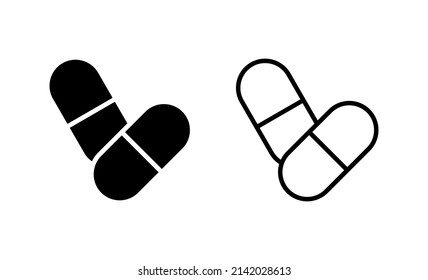 Pills icon vector. capsule icon. Drug sign and symbol