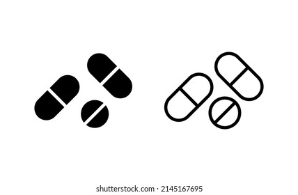 Pills icon vector. capsule icon. Drug sign and symbol