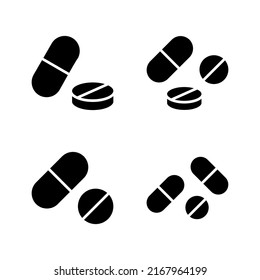 Pills icon vector. capsule icon. Drug sign and symbol