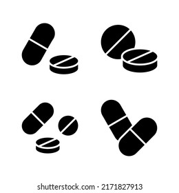 Pills icon vector. capsule icon. Drug sign and symbol