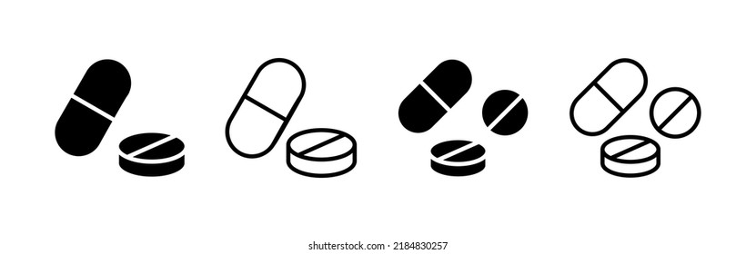 Pills icon vector. capsule icon. Drug sign and symbol