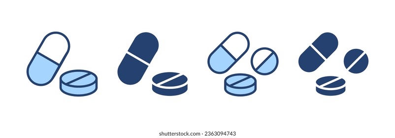 Vector de iconos de las columnas. icono de la cápsula. Signo y símbolo de drogas