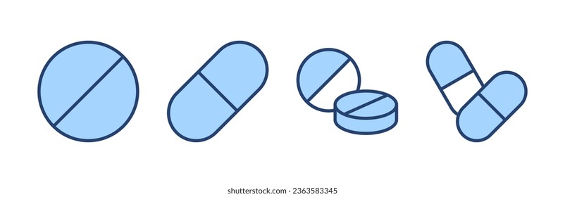 Pills icon vector. capsule icon. Drug sign and symbol