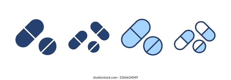 Vector de iconos de las columnas. icono de la cápsula. Signo y símbolo de drogas