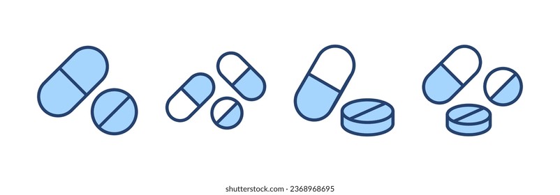 Pills icon vector. capsule icon. Drug sign and symbol