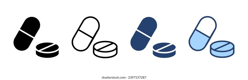 Pills icon vector. capsule icon. Drug sign and symbol