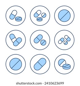 Pills icon vector. capsule icon. Drug sign and symbol