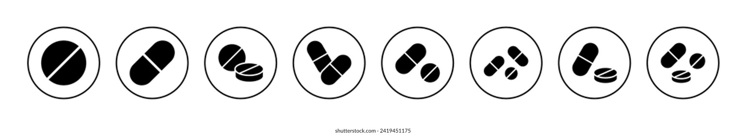 Pills icon vector. capsule icon. Drug sign and symbol