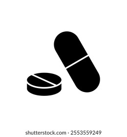 Pills icon vector. capsule icon. Drug sign and symbol