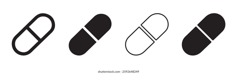 Pills icon vector. capsule icon. Drug sign and symbol