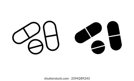 Pills icon vector. capsule icon. Drug sign and symbol