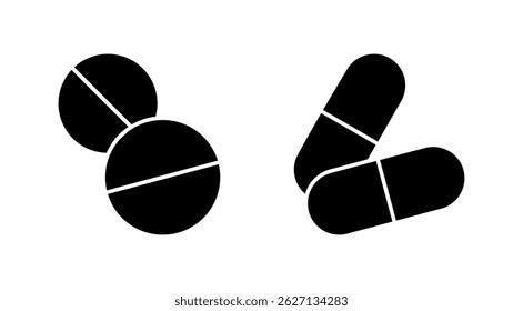 Pills icon vector. capsule icon. Drug sign and symbol