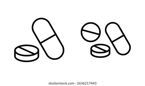 Pills icon vector. capsule icon. Drug sign and symbol