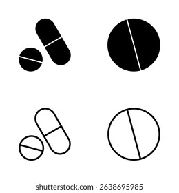 Pills icon vector. capsule icon. Drug sign and symbol