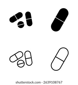 Pills icon vector. capsule icon. Drug sign and symbol