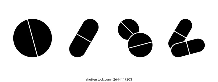 Pills icon vector. capsule icon. Drug sign and symbol