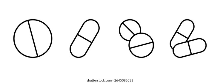 Pills icon vector. capsule icon. Drug sign and symbol