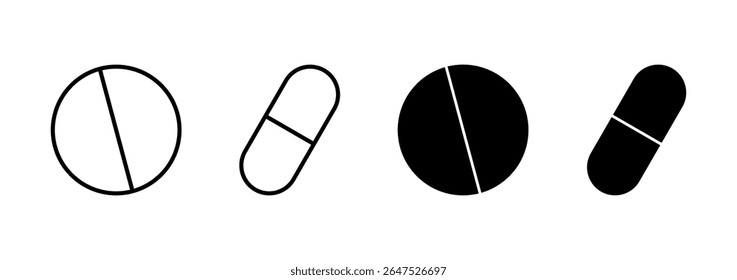 Ícone de comprimidos vetor. ícone de cápsula. Sinal e símbolo de medicamento