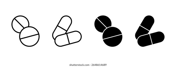 Ícone de comprimidos vetor. ícone de cápsula. Sinal e símbolo de medicamento