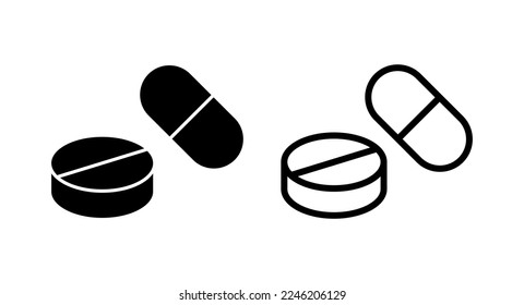 Pills icon vector illustration. capsule icon. Drug sign and symbol