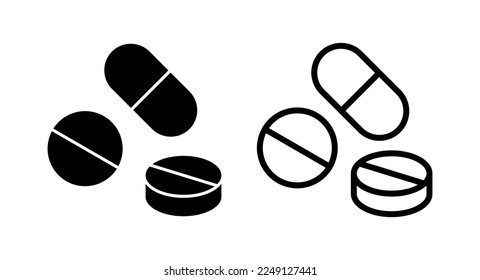 Pills icon vector illustration. capsule icon. Drug sign and symbol