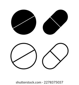 Pills icon vector illustration. capsule icon. Drug sign and symbol