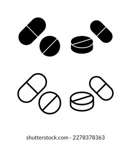 Pills icon vector illustration. capsule icon. Drug sign and symbol