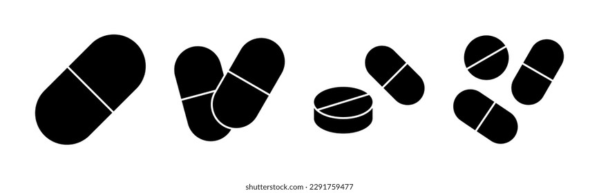 Pills icon vector illustration. capsule icon. Drug sign and symbol