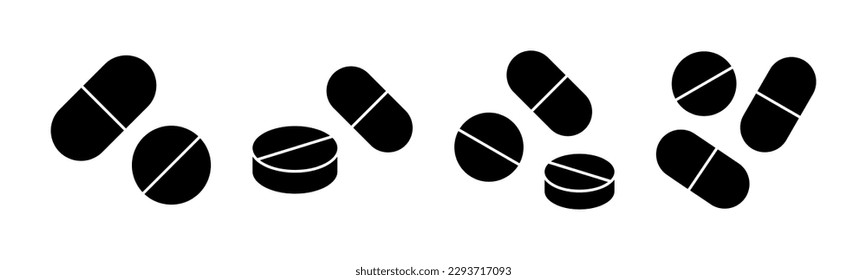 Pills icon vector illustration. capsule icon. Drug sign and symbol