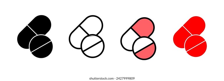 Pills icon vector illustration. capsule icon. Drug sign and symbol
