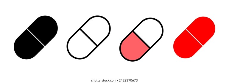 Pills icon vector illustration. capsule icon. Drug sign and symbol