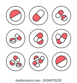 Pills icon vector illustration. capsule icon. Drug sign and symbol