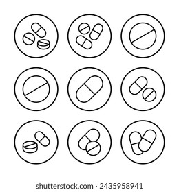 Pills icon vector illustration. capsule icon. Drug sign and symbol