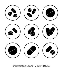 Pills icon vector illustration. capsule icon. Drug sign and symbol