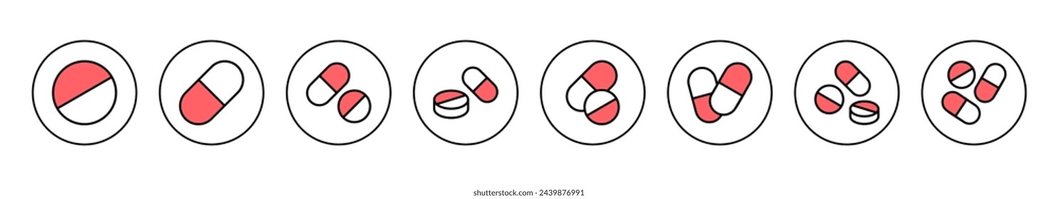 Pills icon vector illustration. capsule icon. Drug sign and symbol