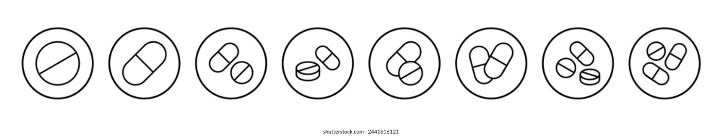 Pillen-Symbol Vektor-Illustration. Kapsel-Symbol. Drogenzeichen und -symbol