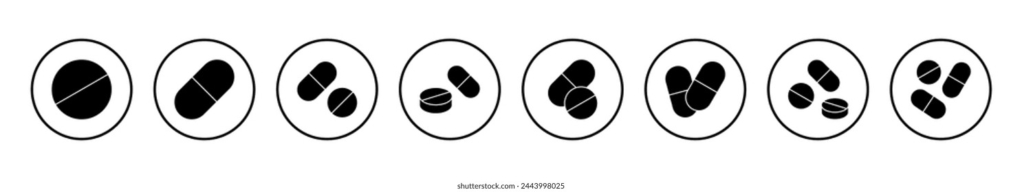 Pills icon vector illustration. capsule icon. Drug sign and symbol