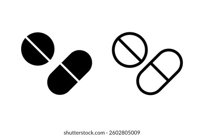 Pills icon vector illustration. capsule icon. Drug sign and symbol