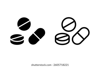 Pills icon vector illustration. capsule icon. Drug sign and symbol