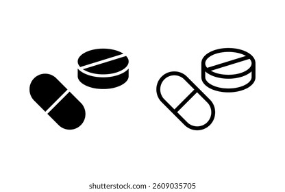 Pills icon vector illustration. capsule icon. Drug sign and symbol