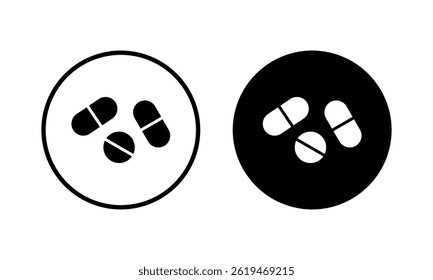 Pills icon vector illustration. capsule icon. Drug sign and symbol